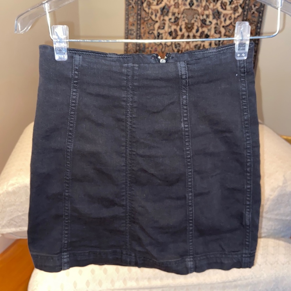 free people black denim skirt